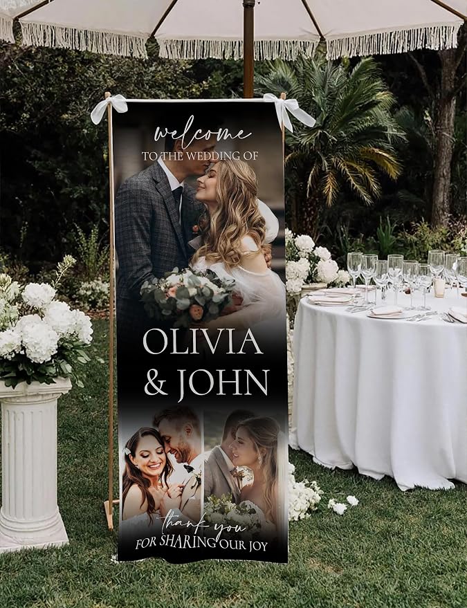 Personalized Linen Wedding Welcome Banner - Image 2