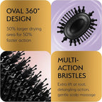 Professional Blowout Hair Dryer Brush, Black Gold Dryer and Volumizer, Hot Air Brush for Women, 60MM Oval Shape