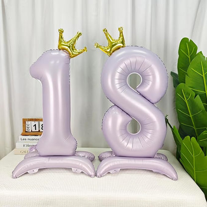 Standing Purple Crown Number 9 Balloon 40In Pastel Purple Crown 9 Balloon | - Image 4