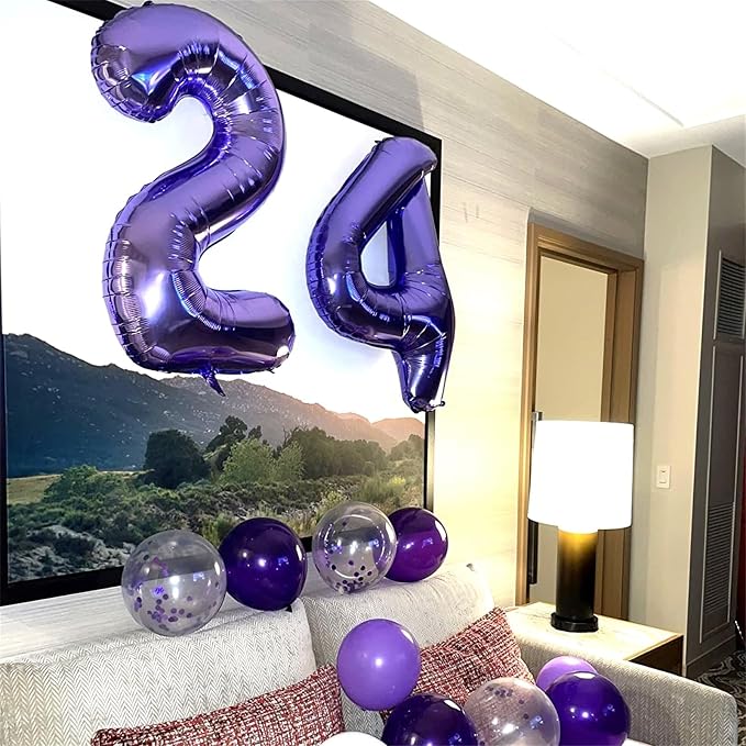 Purple Number 40 Birthday Balloons, 40 Inch Large Purple Mylar Foil Number 4 - Image 3