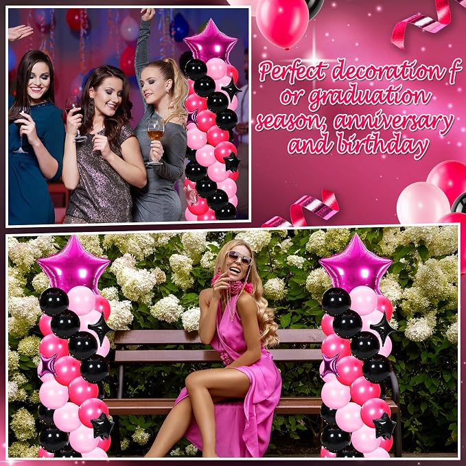 Gejoy 110 Pcs Pink Rose Red Black Balloons Column Stand Kit Adjustable Tower - Image 6