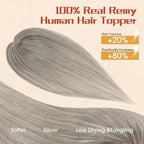 Rich Choices Human Hair Toppers for Women-100% Real Remy Hair Topper No Bang-Upgraded 150% Density 9 * 12CM Lace Base-Clip in Hairs Topper for Thinning Hairs-14Inch #G3 Salt and Pepper Grey