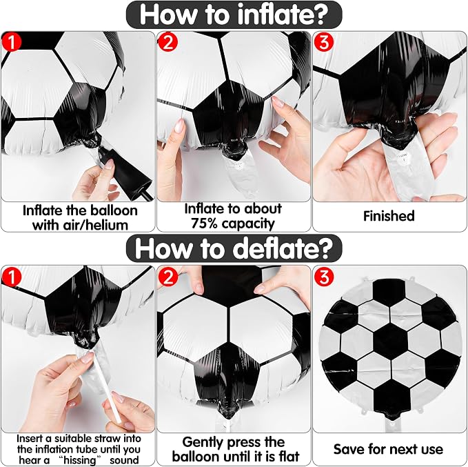 Fovths 12 Pieces Inflatable Soccer Balloons 18 Inches Soccers Foil Balloons - Image 4