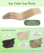 SURNEL 20inch Tape in Hair Extensions Balayage Golden Brown Highlighted Fading to Golden Blonde Human Hair Tape in Extensions 20 Pcs 50g(#10/16/16-20)