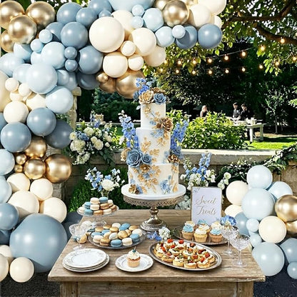 Dusty Blue Gold Balloon Garland Arch Kit - Image 2