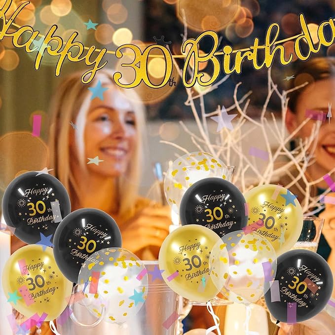 Black Gold 13th Birthday Balloons Pack of 15 Boys Girls Happy 13th Birthday - Image 6