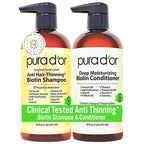 PURA D'OR Anti-Thinning Biotin Shampoo & Conditioner Original Gold Label Set (16oz x2) – CLINICALLY TESTED Formula for Volume, Strength & Thicker-Looking Hair – Helps Reduce Breakage For Women & Men