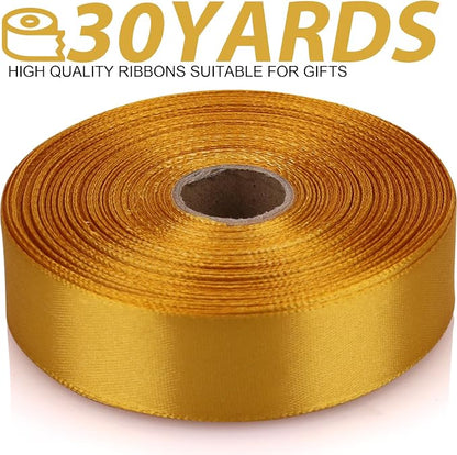 7/8 Inch 30 Yards Gold Satin Craft Ribbon-Single Face Polyester Ribbon - Image 2