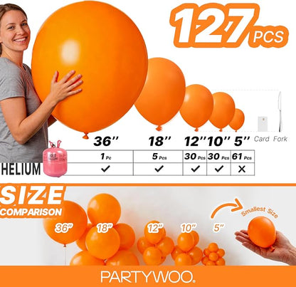 PartyWoo Orange Balloons 127pcs Fall Color 36 18 12 10 5 Inch | Balloons - Image 6