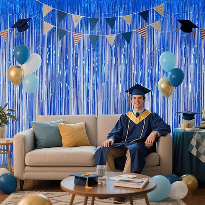Navy Blue Foil Fringe Backdrop for Party Wall Decorations, Streamer Birthday - Image 7