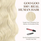 GOO GOO Tape in Hair Extensions Human Hair, 1000 Pure Platinum Blonde, 20inch 50g 20pcs, Skin Weft Seamless Invisible, Silky Straight with Thick Ends, Remy Human Hair