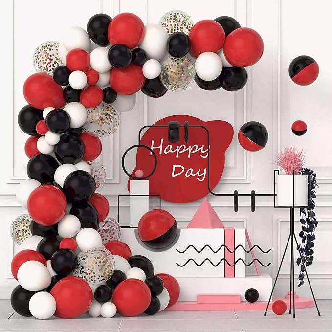 CANREVEL 50pcs 12 Inches Black Red Confetti Balloons Kit, Baby Shower, - Image 3