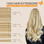 DOORES Clip-in Hair Extensions - Real Human Hair, Dark Blonde Highlighted Bleach Blonde 80g, 12 Inch, 7pcs Straight Natural Clip-ins