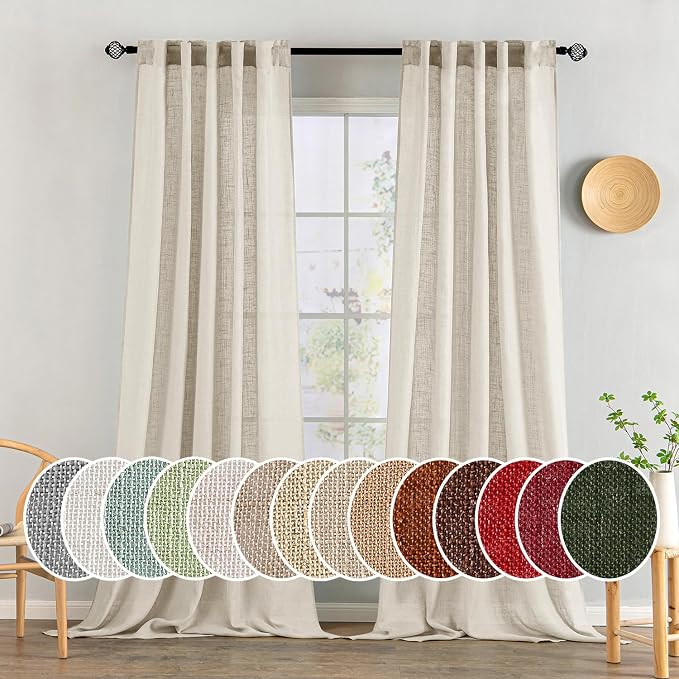 MIULEE Cream Linen Curtains 52x96 Inches Long by MIULEE