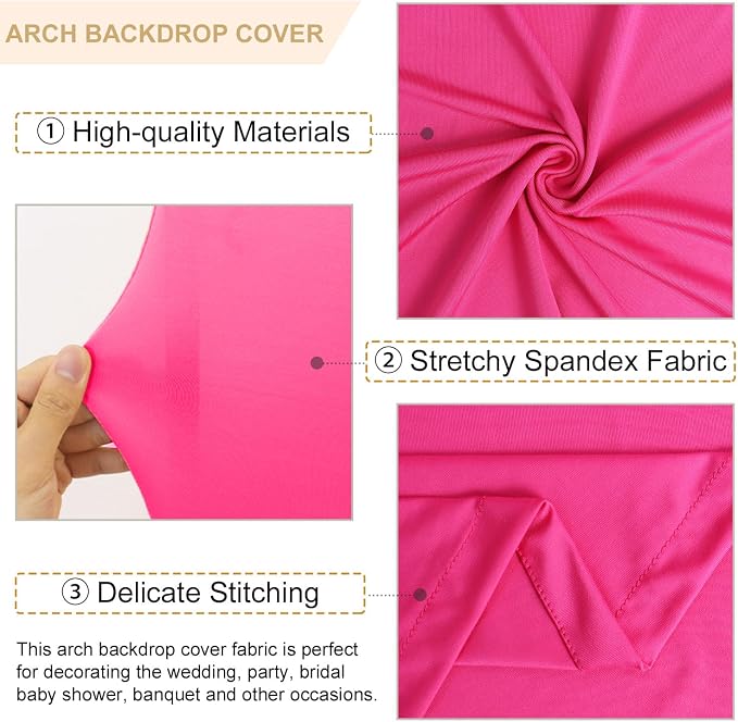FANPROMS Spandex Arch Cover Set of 3 Hot Pink 4 5 6FT Fuchsia Arch Backdrop - Image 3