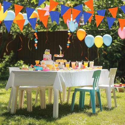 HESTYA 42 Pcs Colorful Pennant Banner Flag Blue Orange Bunting Triangle Banner - Image 5