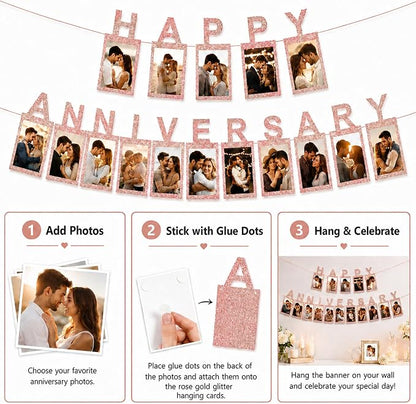 Rose Gold Happy Anniversary Banner - Image 4