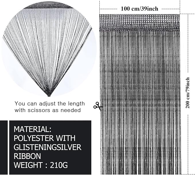 WILLBOND 4 Pcs String Curtains Glitter Fringe Curtains - Image 2