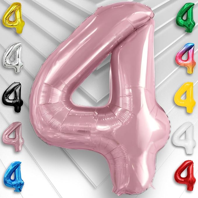 Pink Pearl Number Balloon 4 Mylar Foil Macaron Balloons 40 inch - Image 5