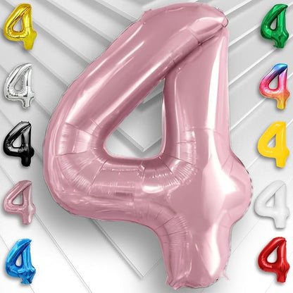 Pink Pearl Number Balloon 4 Mylar Foil Macaron Balloons 40 inch - Image 5