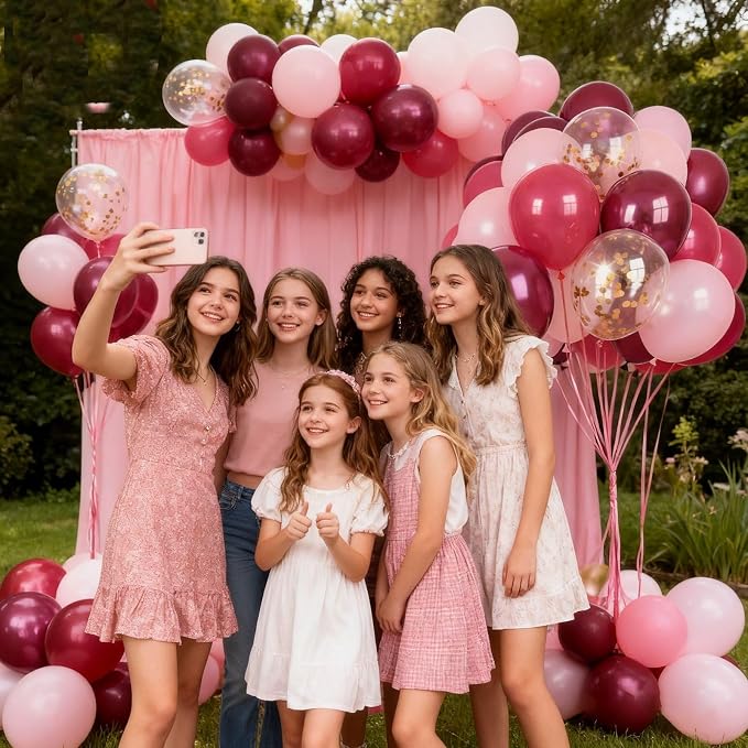 Hot Pink Balloons 60Pcs 12 Inch Confetti Latex Balloons - Image 3