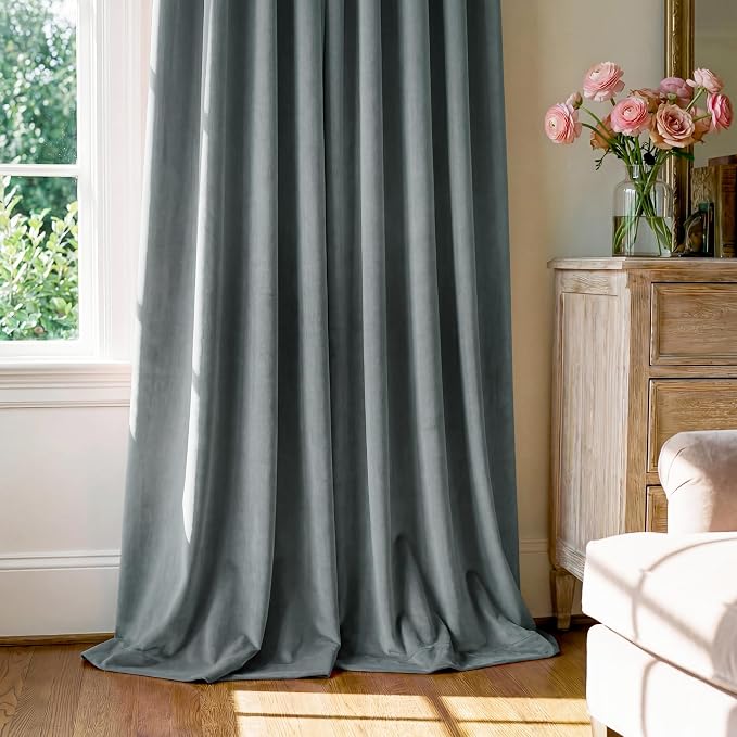 Stone Blue Velvet Drapes Back Tab - Image 7