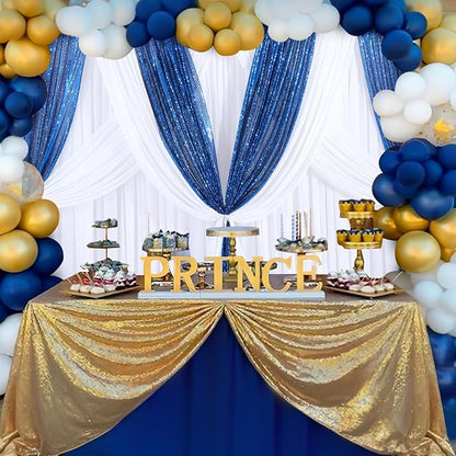 Royal Blue Sequin Backdrop Curtains 2 Pcs 3.3ftx8ft Sparkle Backdrop Fabric | - Image 4