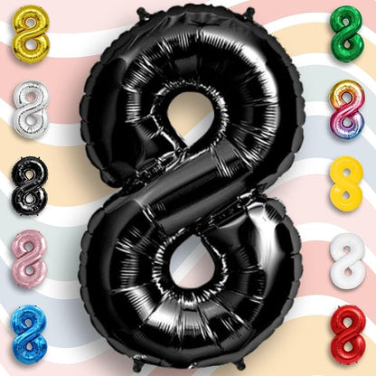 Black Number Balloon 8 Mylar Foil Balloons 40 inch - Image 2
