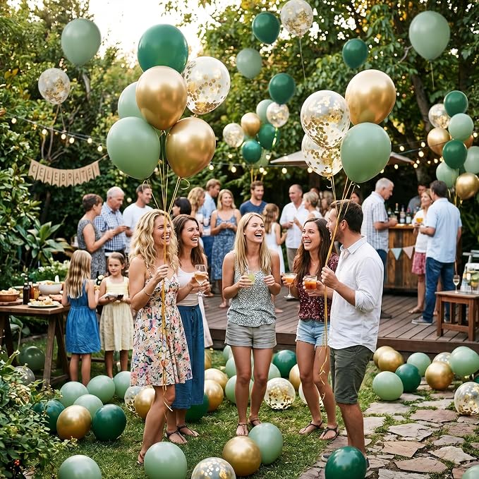 154 PCS Emerald Green and Gold Balloon Arch Kit, Forest Green Balloons in - Image 4