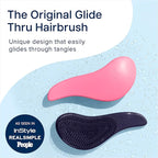 Crave Naturals Glide Thru Hair Brush - Detangler Brush for Curly, Straight, Wet or Dry Hair - Gentle Detangling Brushes for Adults, Kids, Toddlers - Hair Accessories for Women, 7.5x3 - Pink