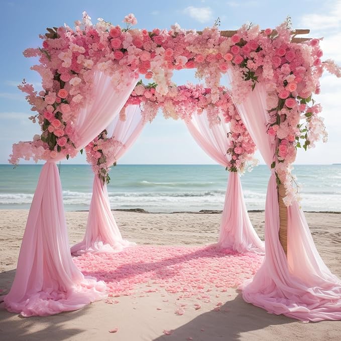 Wedding Arch Draping Fabric Backdrop Drapes 28.7"x 20FT, Blush Pink | Sheer - Image 7
