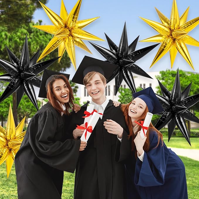 Gold Black Star Balloons, 12 Point Large Spike Balloon - Image 6