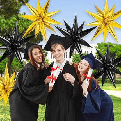 Gold Black Star Balloons, 12 Point Large Spike Balloon - Image 6