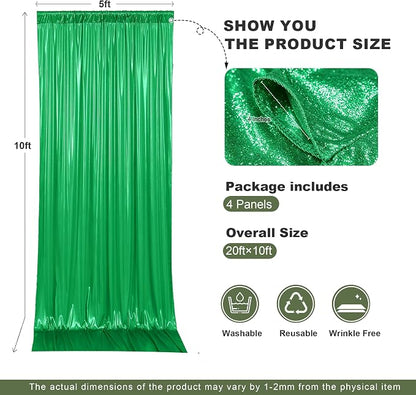 gogoparti 20x10FT Green Sequin Backdrop Curtain - Image 6