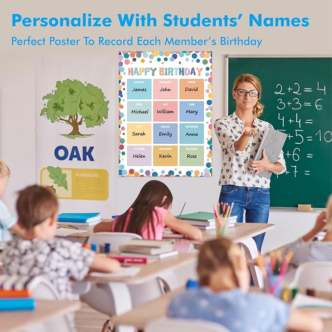 Classroom Birthday Chart with 20 Glue Dots, Boho-Style Classroom Decoration - Image 5