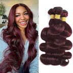 99J Body Wave Human Hair Bundles Burgundy Dark Red Wine Color Body Wave Bundles 100% Real Human Hair And True To Length 16 18 20 Inch 3 Pcs/Pack