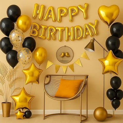 29PC Gold Happy Birthday Balloon Banner, 16 Inch 3D Aluminum Letter Banner Sign - Image 4