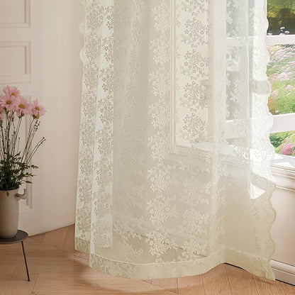 Anmao Vintage Lace Curtains 84 Inches Long 2 Panels Set, Romantic Elegant Light - Image 7
