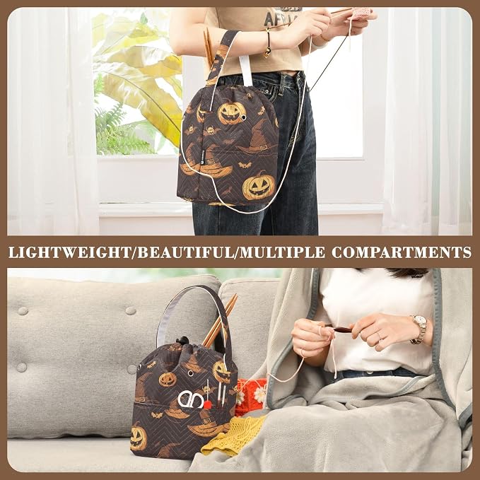 Yarn Bag Small Crochet Bag Drawstring Yarn Storage Organizer Knitting Project - Image 5