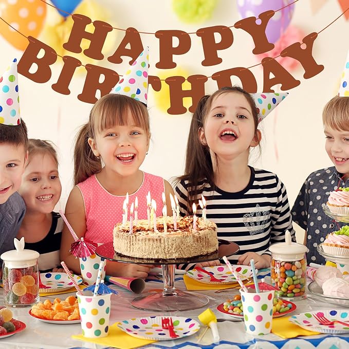 Brown Happy Birthday Banner Birthday Party Decorations Sign Birthday Backdrop - Image 8