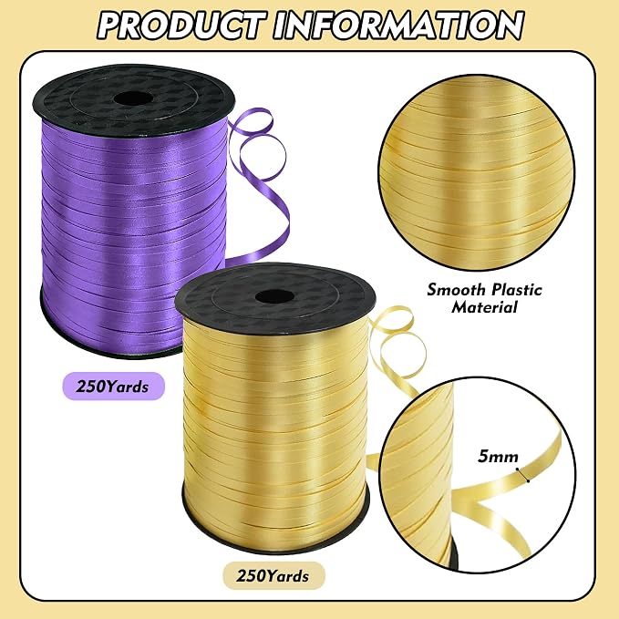 TONIFUL 500 Yards Purple and Gold Curling Ribbon Balloon String | Balloon - Image 2