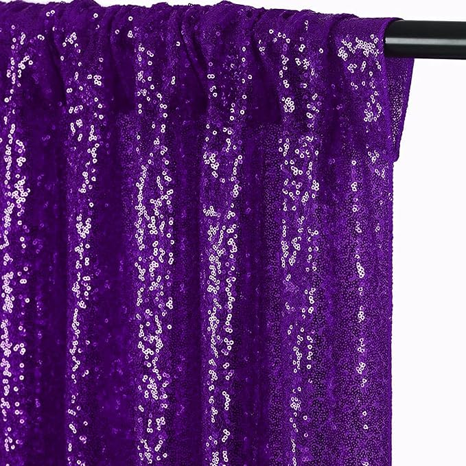 JYFLZQ Purple Sequin Backdrop Curtains 2ft x 8ft 2 Panels Glitter Photo Booth - Image 5