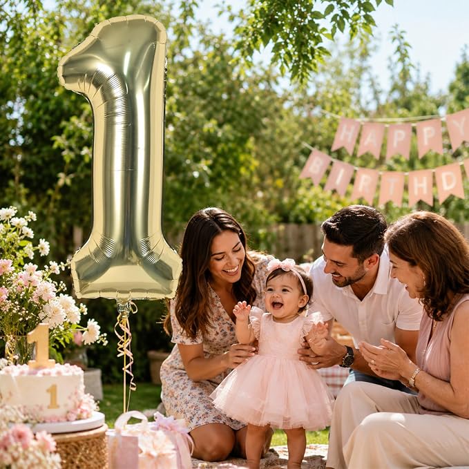 Champagne Gold Number 3 Balloon, 40 Inch Giant Light Gold Number Balloons 0-9 - Image 3