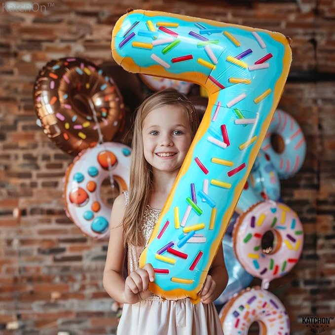 KatchOn Donut Number 7 Balloon 40 Inch, 7 Birthday Balloon | Party Decorations - Image 6