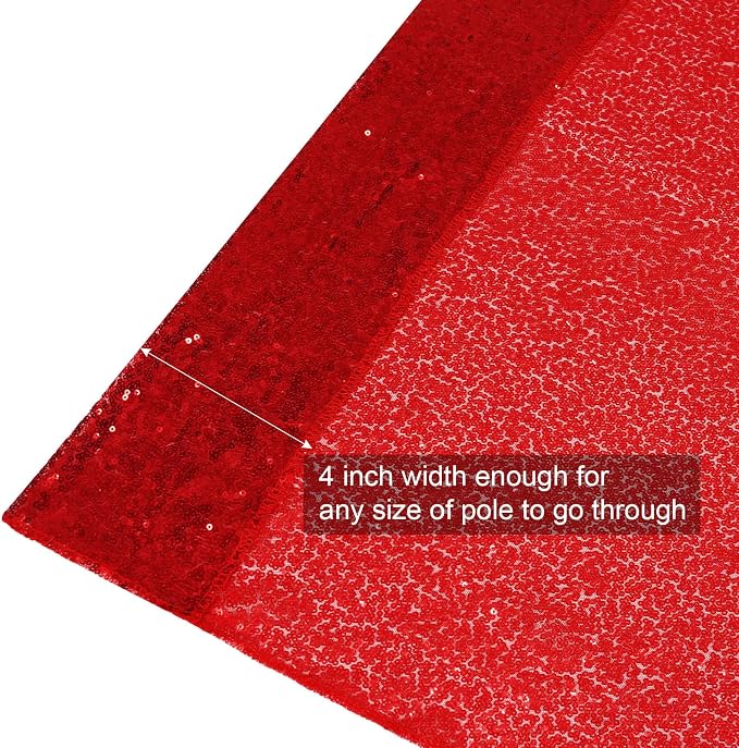 PartyDelight Red Sequin Backdrop Curtains 2x8ft 2 Panels | Sparkly 3mm sequins - Image 3