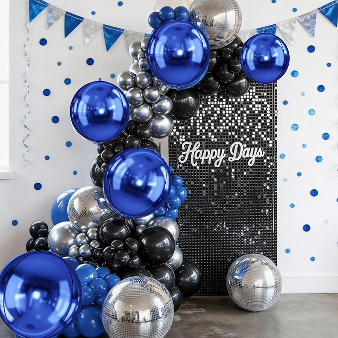 10Pcs Navy Blue Round Foil Balloons, Metallic Navy Blue Foil Baloon - Image 6