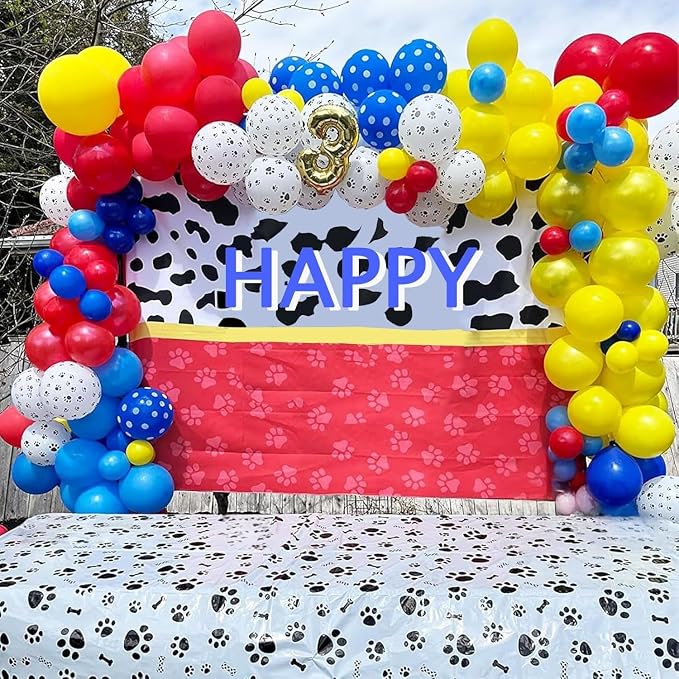 Dog Paw Balloons, 12 Inch Carnival Circus Balloons Red Yellow Blue and White - Image 3