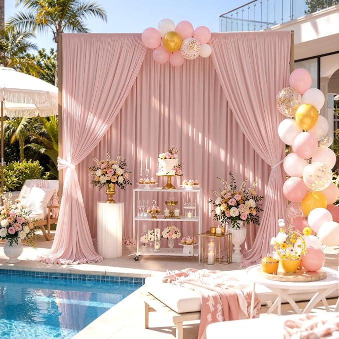 30ftx10ft Wrinkle Free Dusty Pink Backdrop Curtains - Image 4
