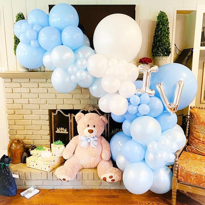 Voircoloria 66pcs Light Blue Baby Blue Latex Party Balloons, 12inch | - Image 8