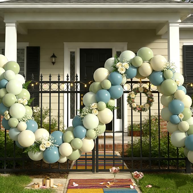 Dusty Blue Green Beige Balloons 72PCS Sage Green and Blue Cream Helium Latex - Image 5